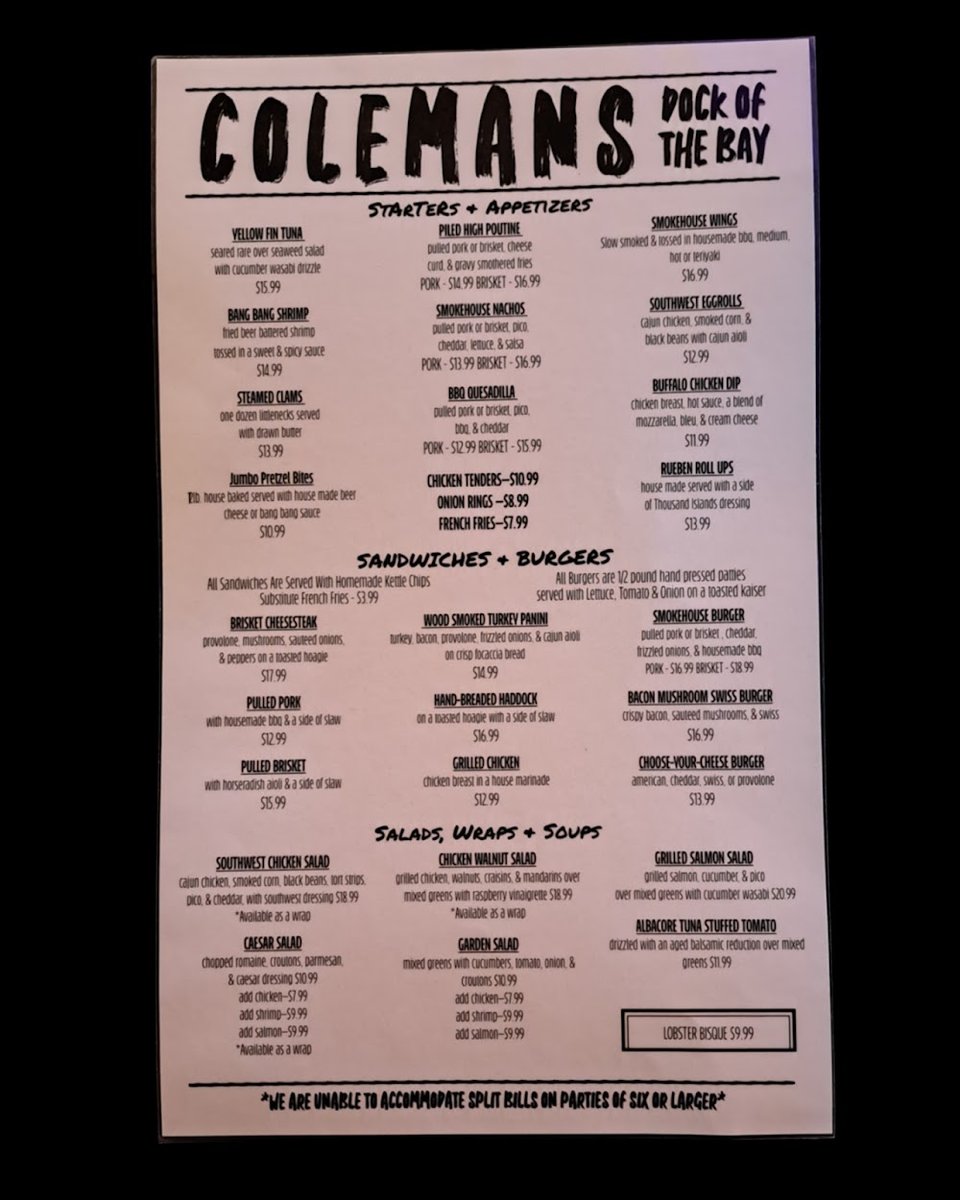 Menu page with barbecue plates and sides.