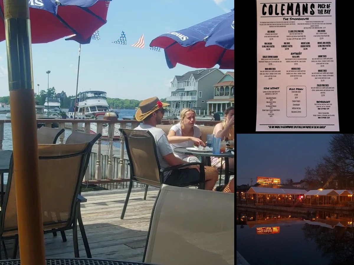 Tables overlooking the riverfront.
